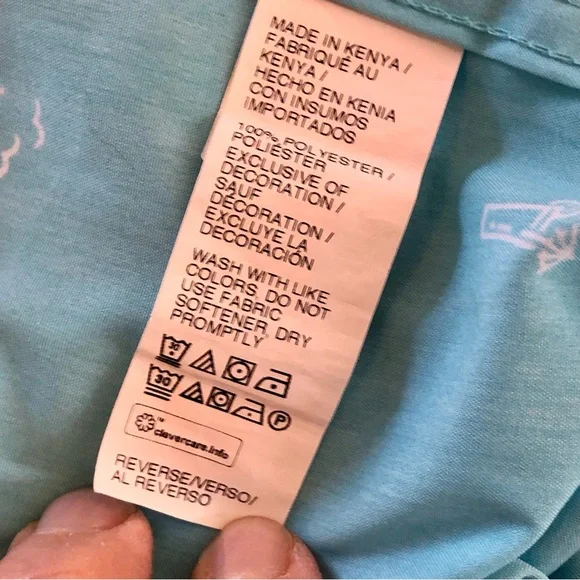 Men’s IZOD Classic Saltwater Breeze Printed Aqua Short Sleeve Button-Up Shirt - Picture 9 of 10